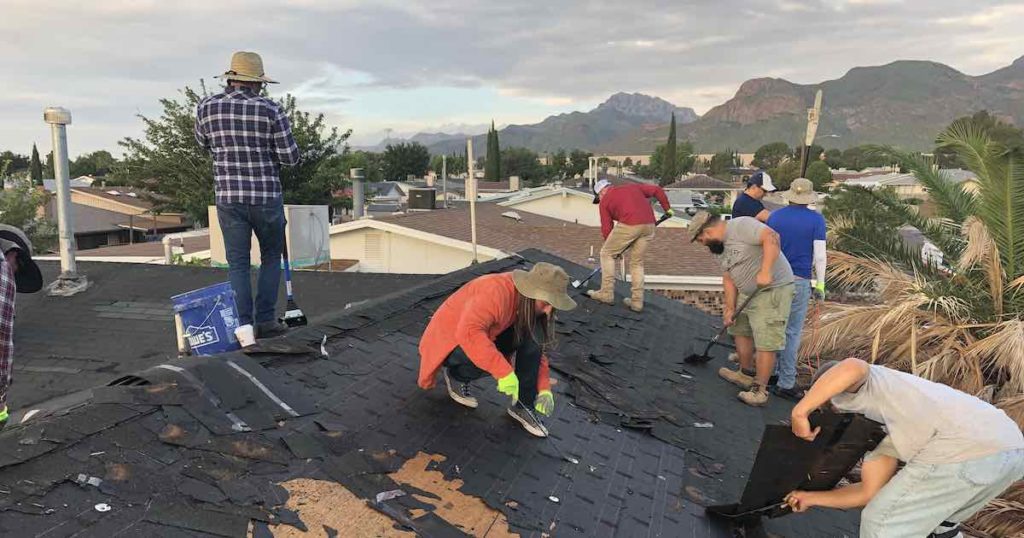 Close-up of roof shingles